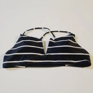 Salty Honey Women's Striped Bikini Top Adjustable Strap Black/White Size M